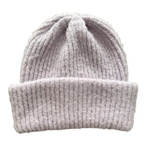 Cozy Purple Bizou Ribbed Knit Beanie